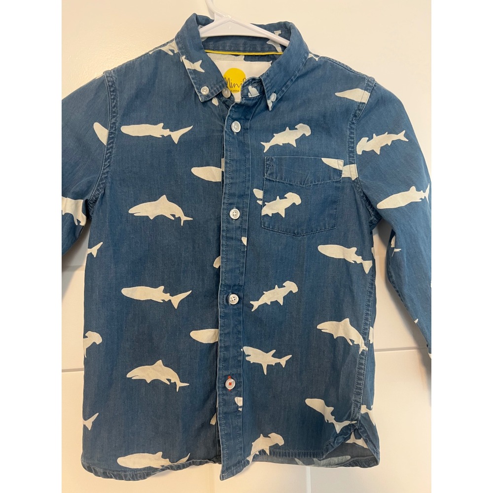 MINI BODEN - Boys shark button down - size 6-7